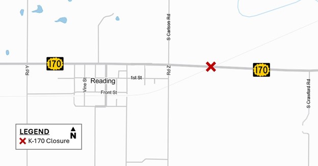 K-170 crossing near to close Wednesday