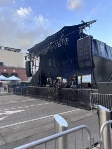 Stage setup outdoors on broadway in Nashville