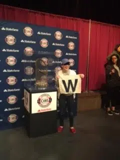 2016 Chicago Cubs Worlds Series Trophy Visited Decatur 