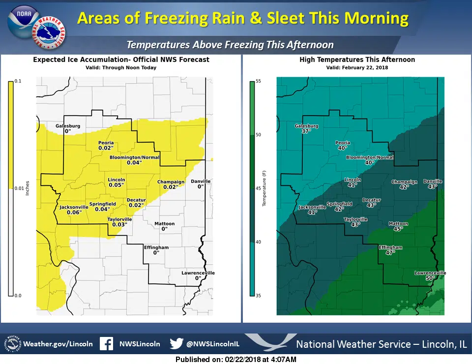 Ice, Freezing Rain In Forecast For Central Illinois