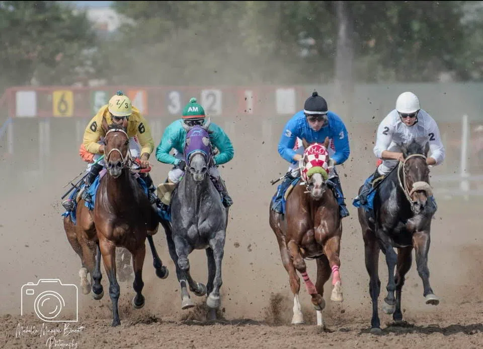 Close up view of the Fort Pierre Horse Races