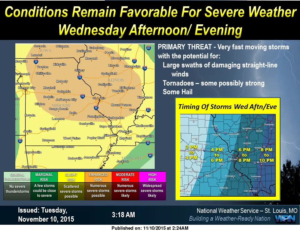 Severe Weather possible Wednesday afternoon/night 