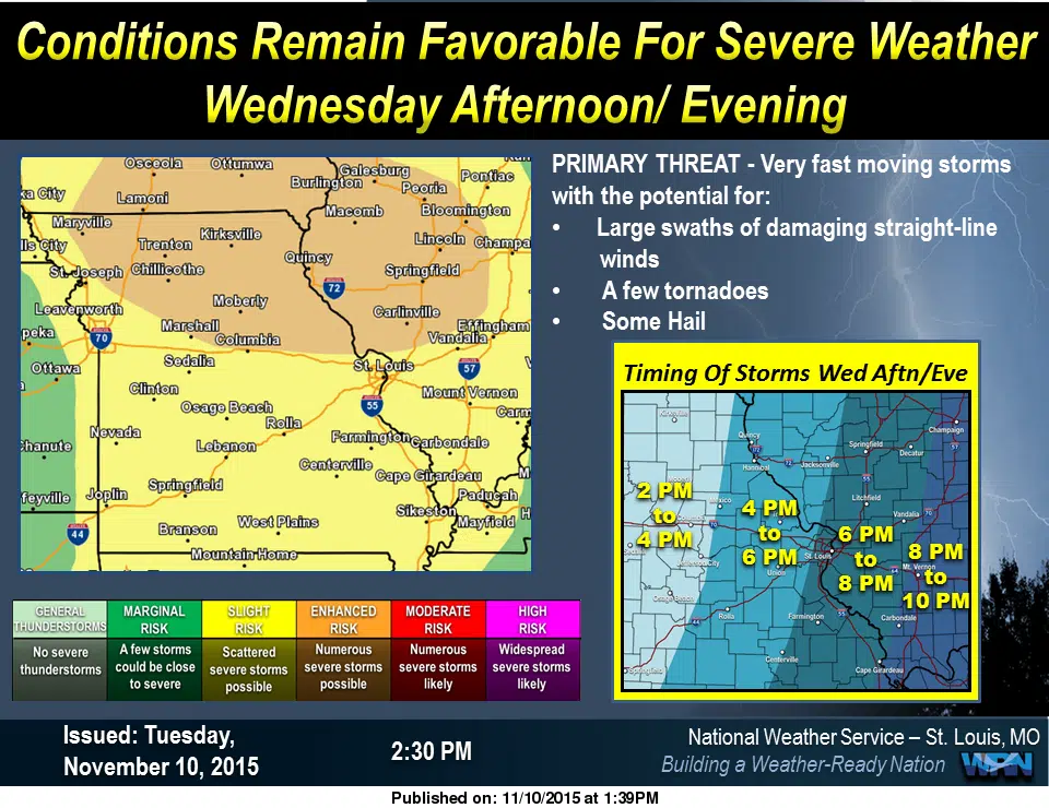Latest map from National Weather Service on severe weather risk 