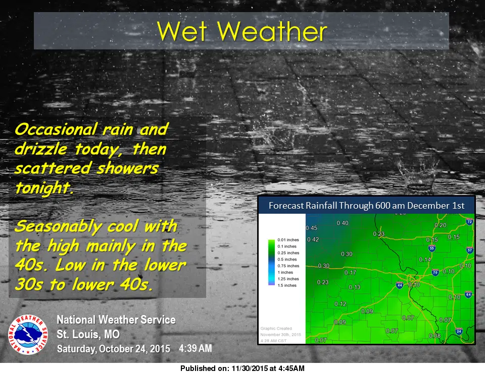 Wet weather today and tonight 