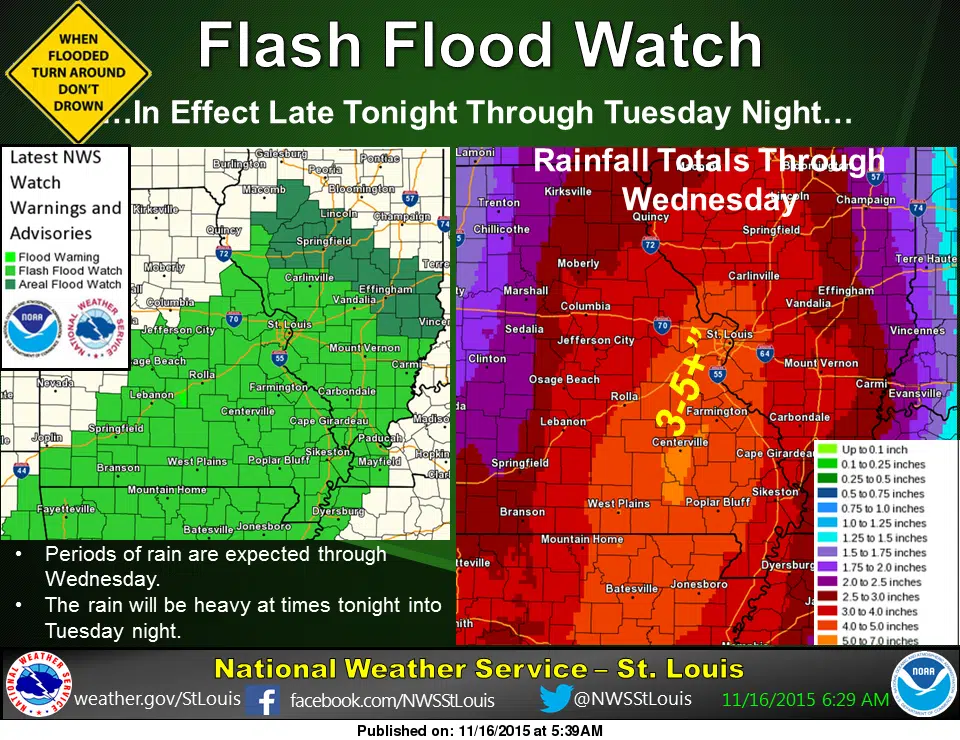 Flash Flood Watch continues--rain today and tonight 