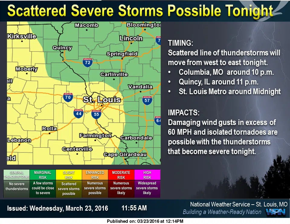 Fayette County with "Marginal" Chance for Severe Storms tonight 