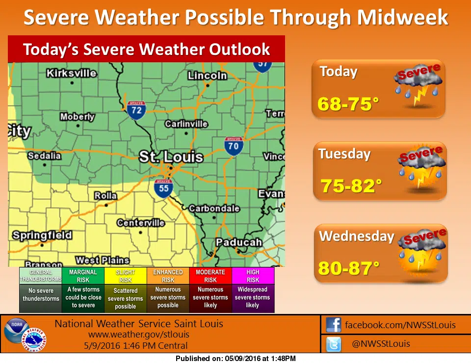 Update--NWS says Severe Weather Chance "Marginal" for Fayette County 