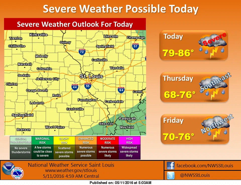 Update on potential for severe weather today around the area 