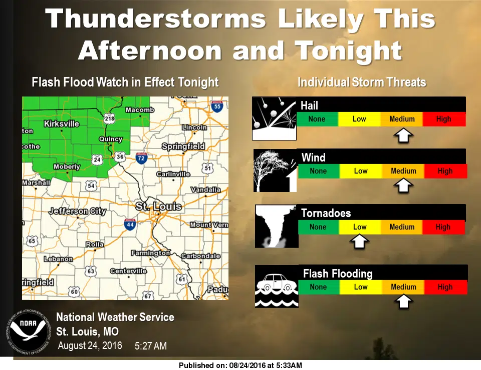 Storms possible this afternoon and tonight--Severe Storms are possible in the area 