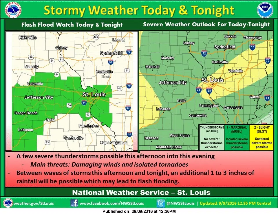 Latest update from NWS---shows severe storm chance increasing for our area tonight 