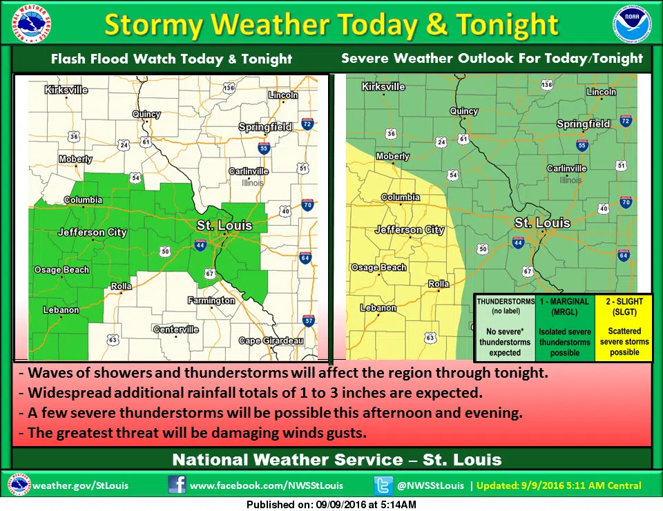 Heavy Rain and Strong to Severe Storms for today and tonight 