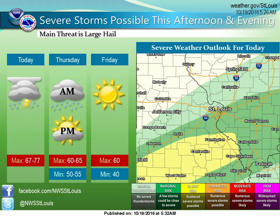 Heavy Rain, some Severe Storms possible for the area today and tonight 