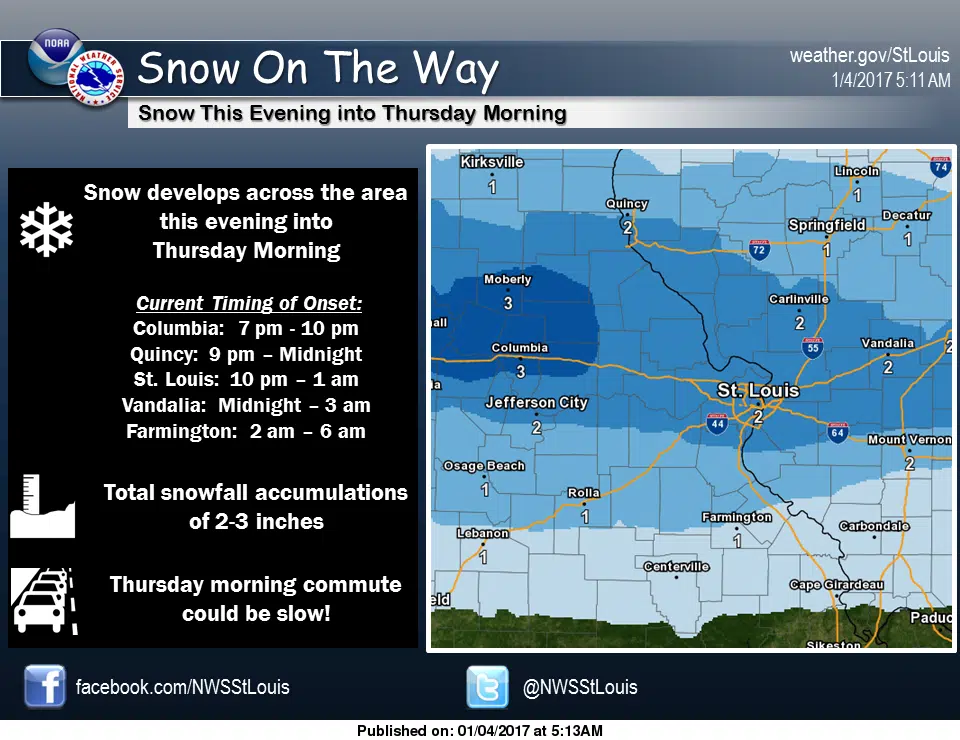 Snow for tonight and tomorrow--Winter Weather Advisory begins at 9 pm 