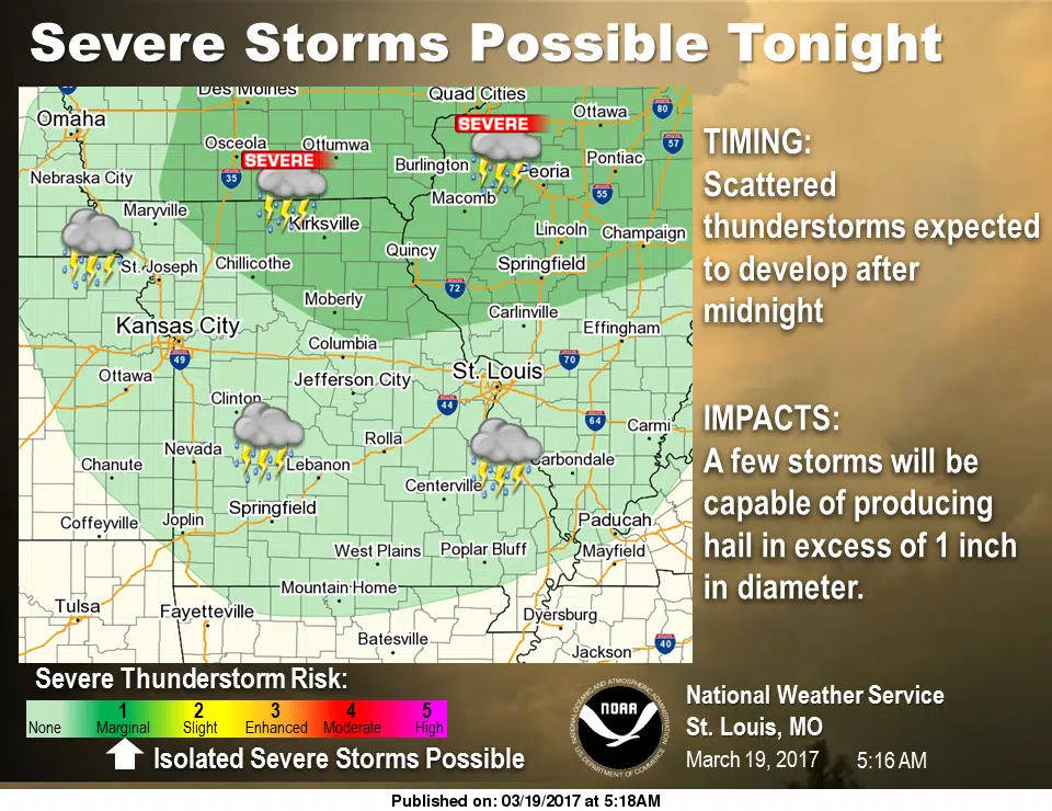 Sunny and Mild during the day, could see severe storms overnight tonight into Monday morning