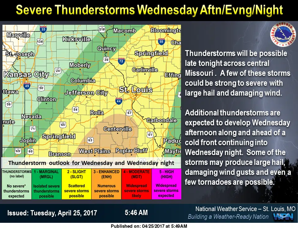 Warm and Dry today, potential for Severe Storms on Wed & Wed Night 