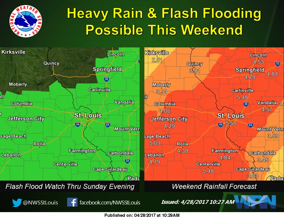 Heavy Rains for the Area All Weekend---latest map shows 4.5 inches of rain here 