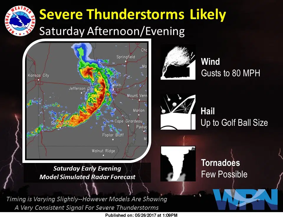 NWS in St. Louis warning to be prepared for severe storms Saturday evening/night 