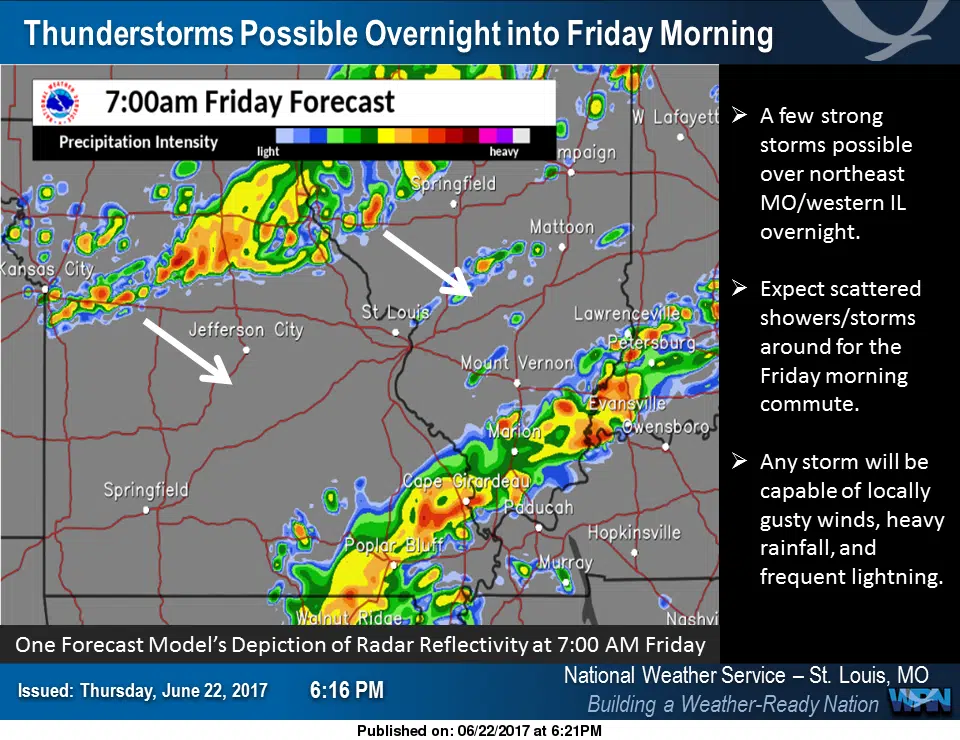 Thunderstorms possible this morning 