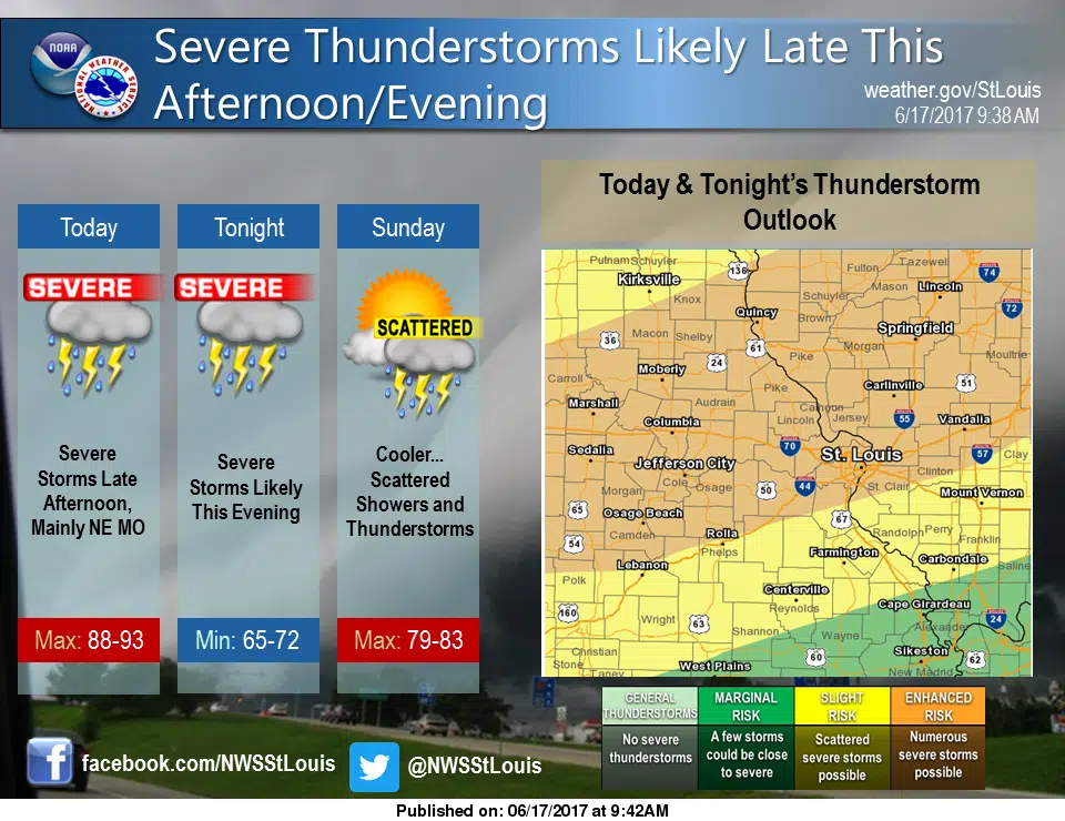 Updated weather model puts Fayette County with "Enhanced" Risk for Severe Weather tonight