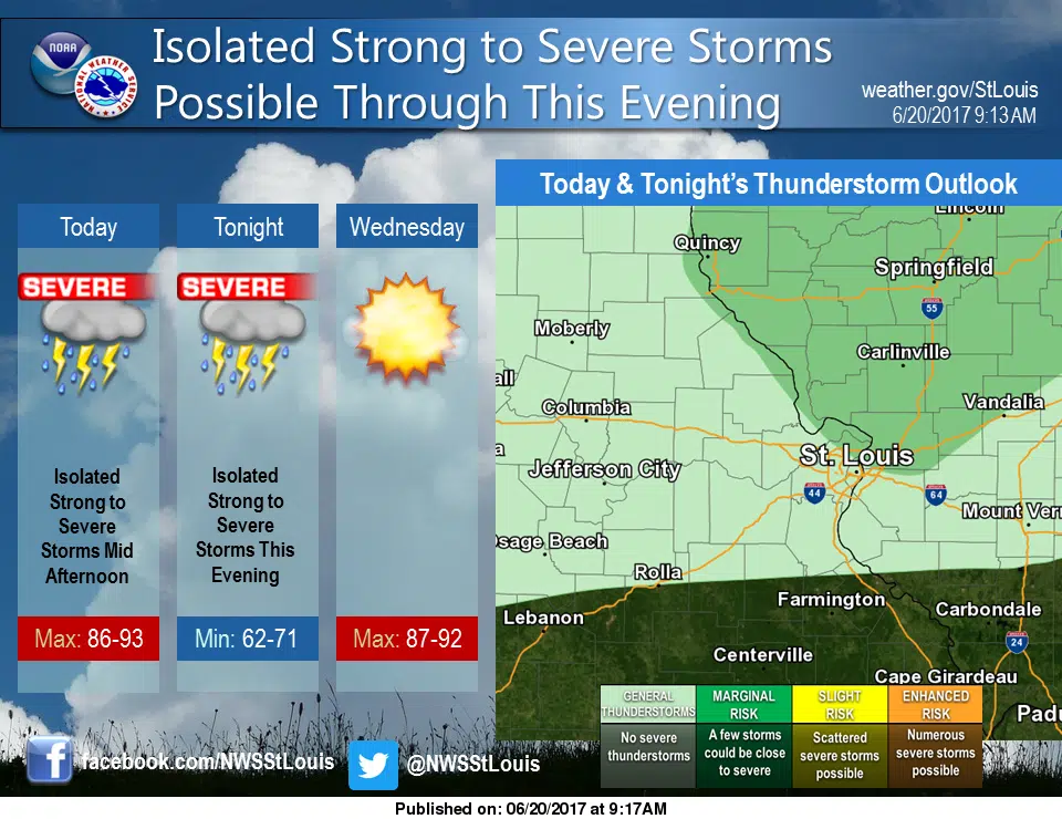 An Isolated Strong to Severe Storm is possible this evening/tonight 