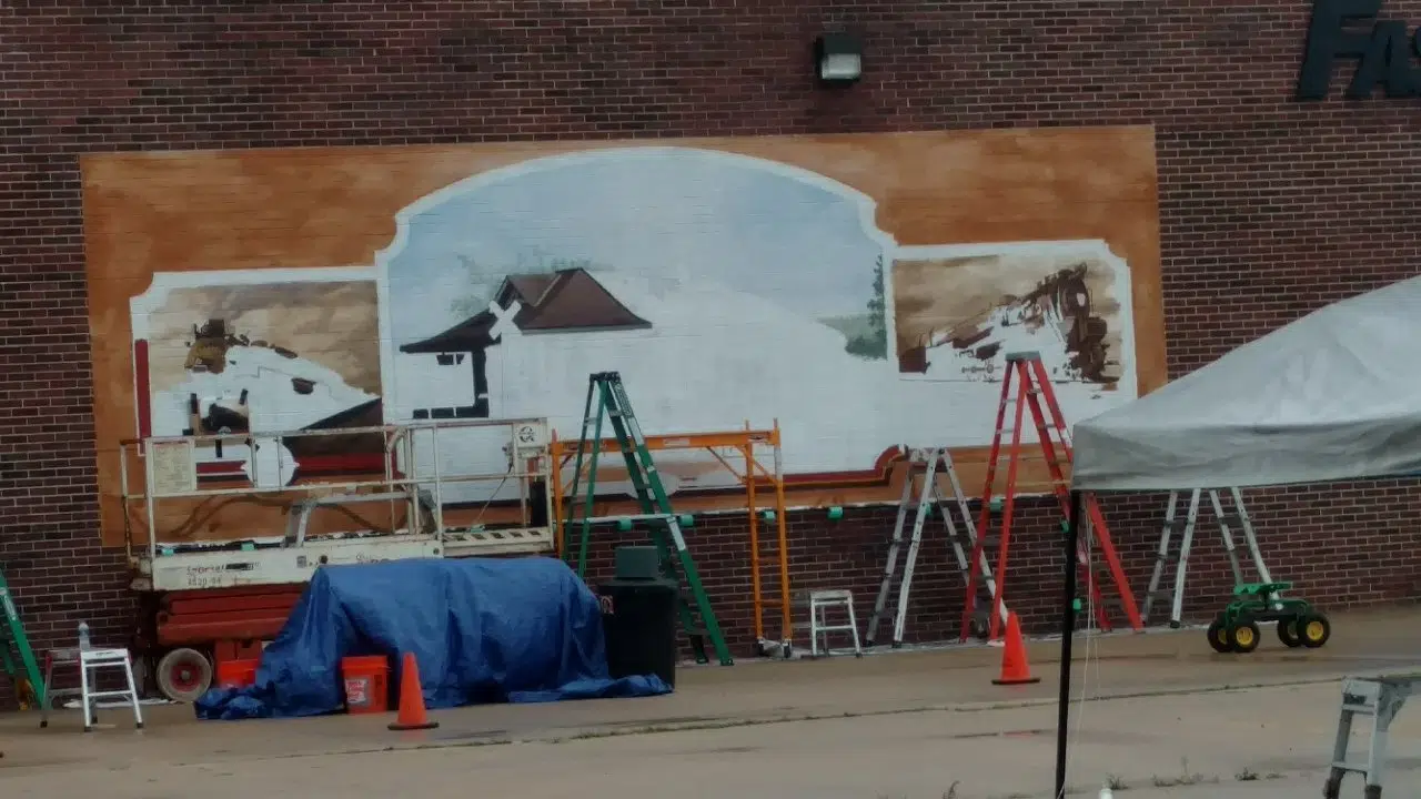 Work on Mural in downtown Vandalia continues today and tomorrow 