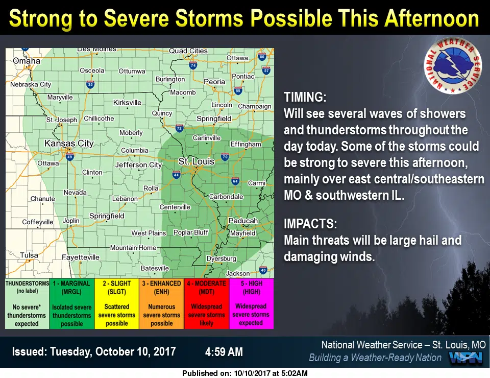 Showers & Storms today and tonight---strong to severe storms possible today