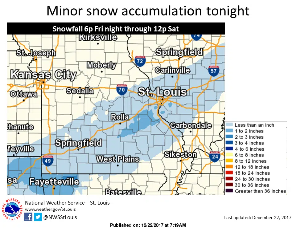 We could see some snow tonight or early Saturday morning---accumulation of less than a half inch expected 