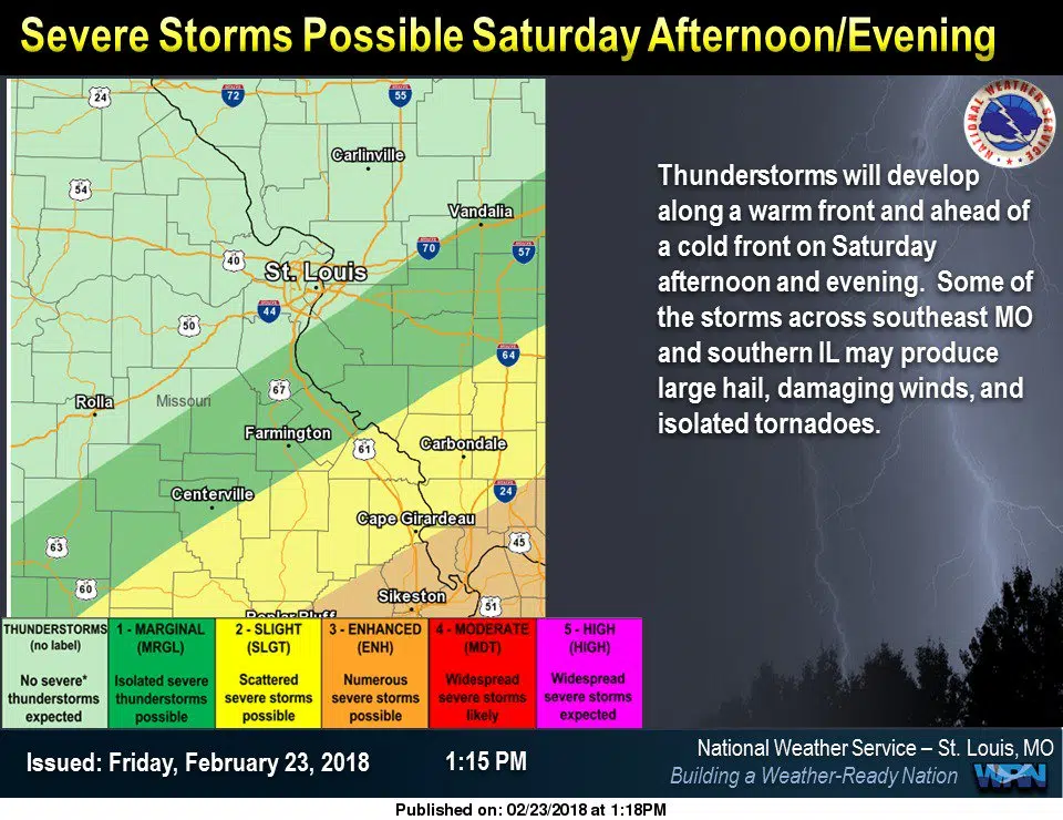 Strong to Severe Storms are possible Saturday evening 