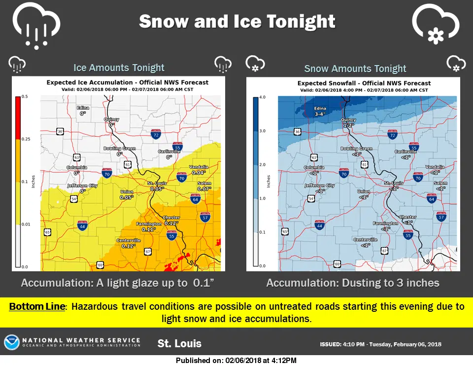 Snow and Ice Tonight could lead to difficult travel conditions 