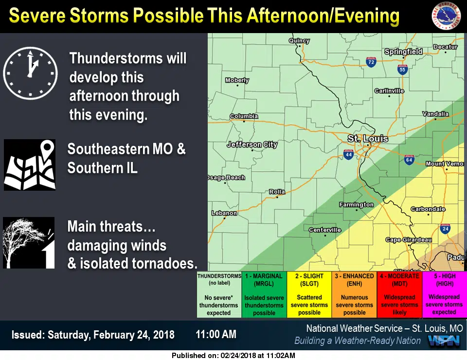 Chance of Strong to Severe Storms for this Evening across the area 