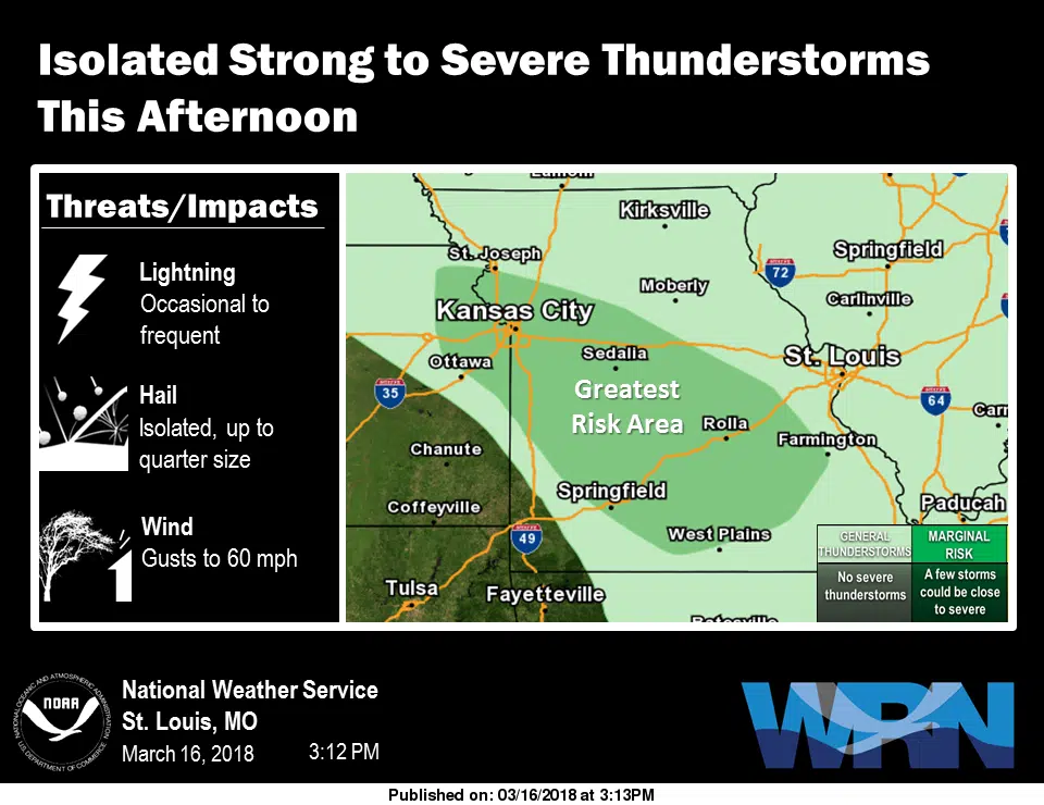 Area could see an Isolated Strong to Severe Storm This Evening/Tonight 