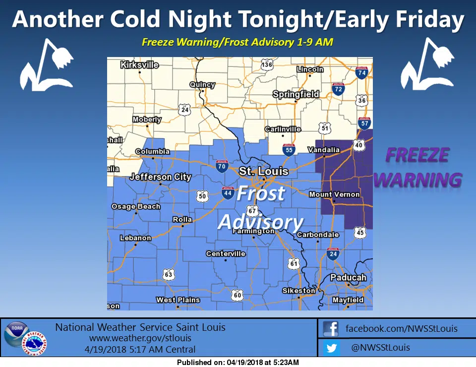 Freeze Warning from 1 am to 9 am Friday morning 