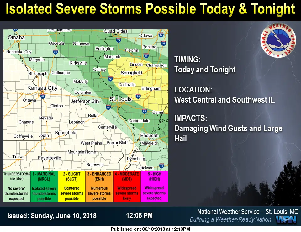 Isolated Storms possible this afternoon & tonight---update shows stronger chance for our area