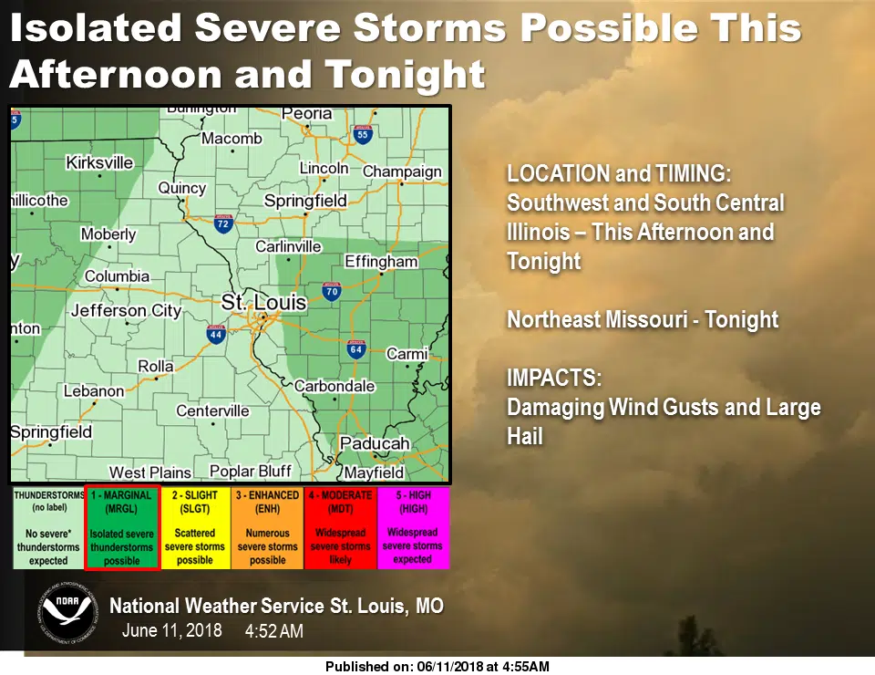 Isolated Severe Storms are possible for this afternoon & tonight 