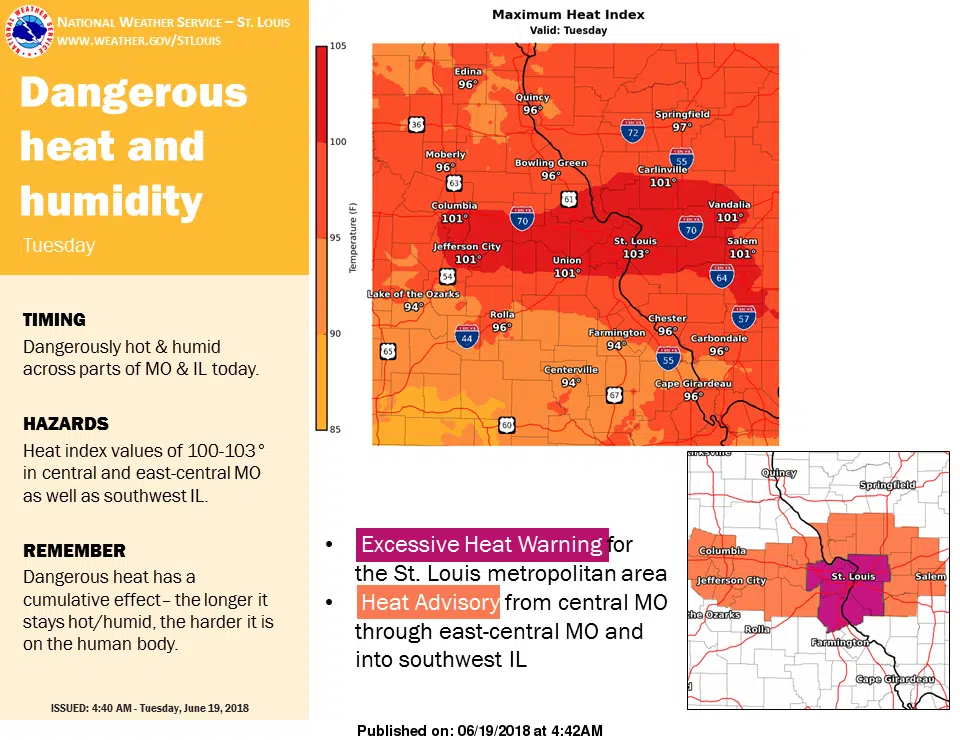Heat Advisory in effect until 7 pm today 