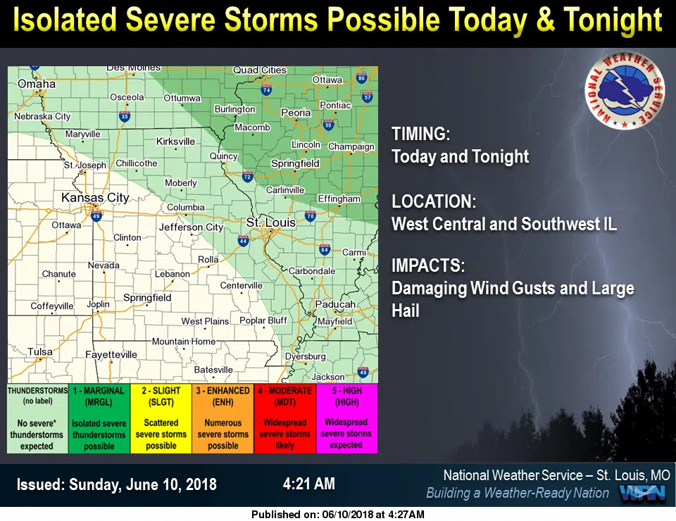 Isolated Severe Storms are possible for today & tonight 