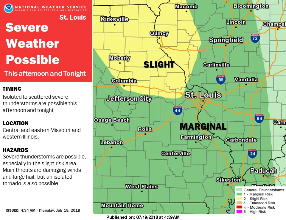 Severe Storms are possible for the area this afternoon & tonight 