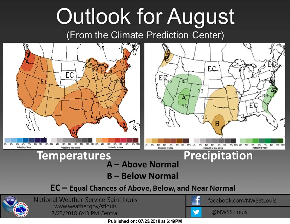 Above Average Temperatures expected for August 