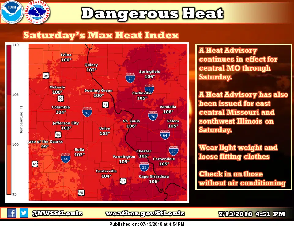 Heat Advisory in effect from 9 am to 8 pm today 