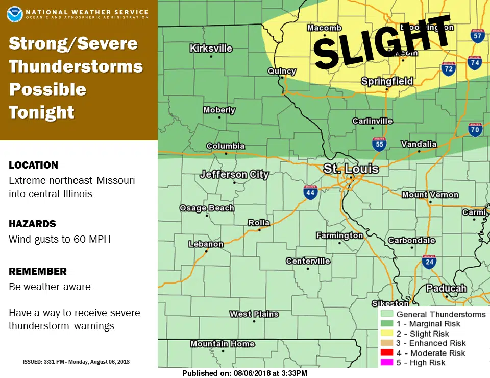 Severe Storms are possible for the area tonight 
