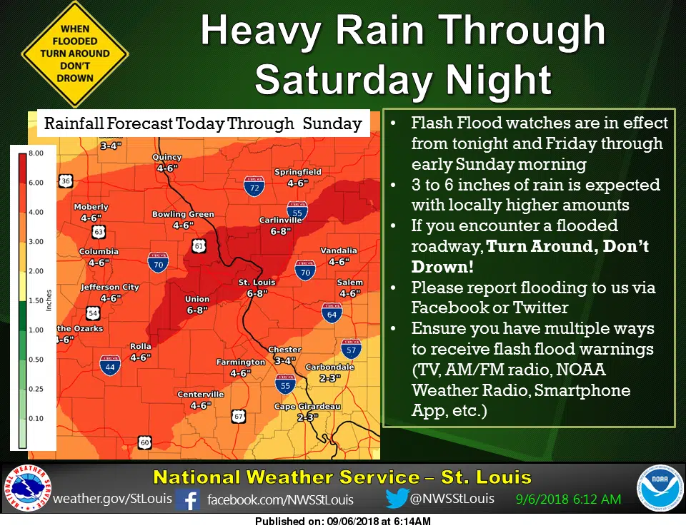 Heavy Rains on the Way---4 to 6 inches in our area thru Saturday night 
