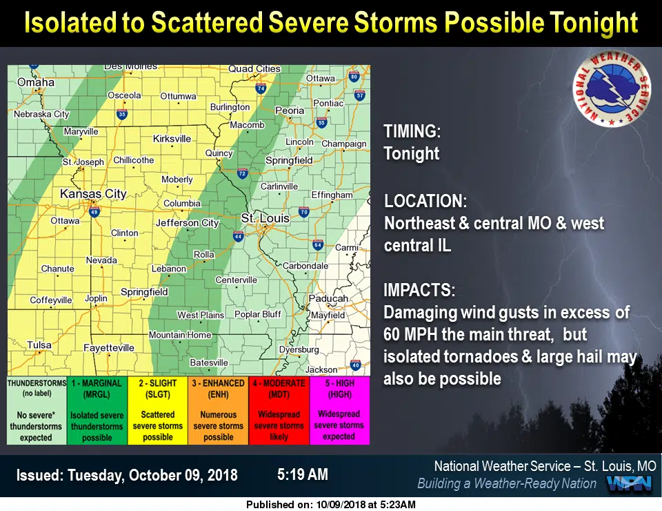 Isolated to Scattered Severe Storms Possible Overnight, into Wednesday morning