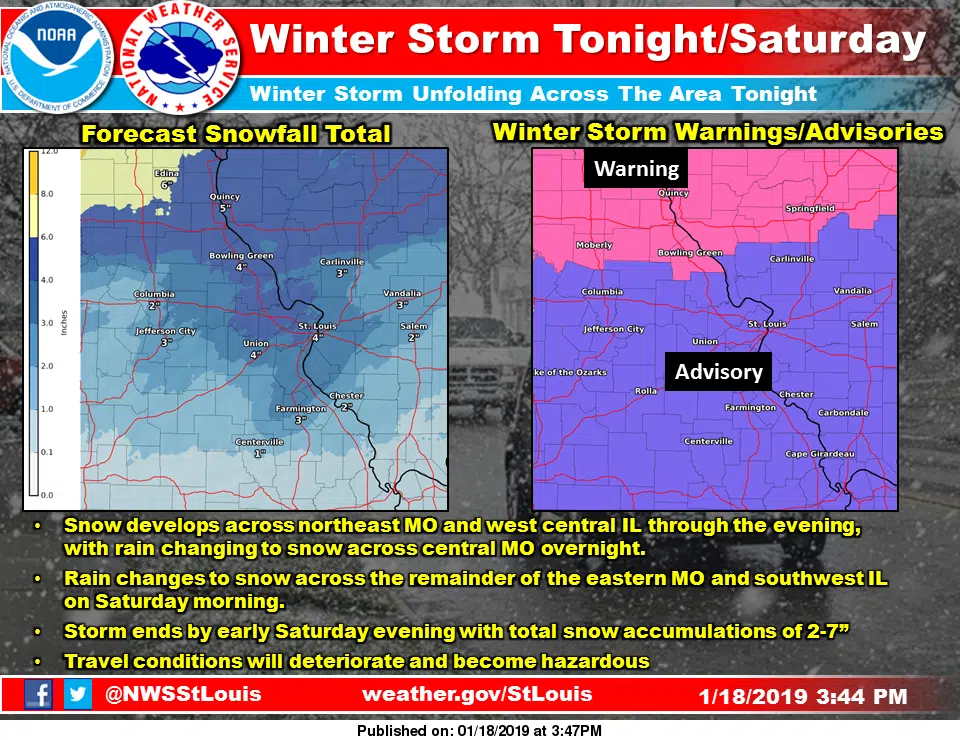 Latest info on winter storm from NWS---Now forecasting 3" for our area 