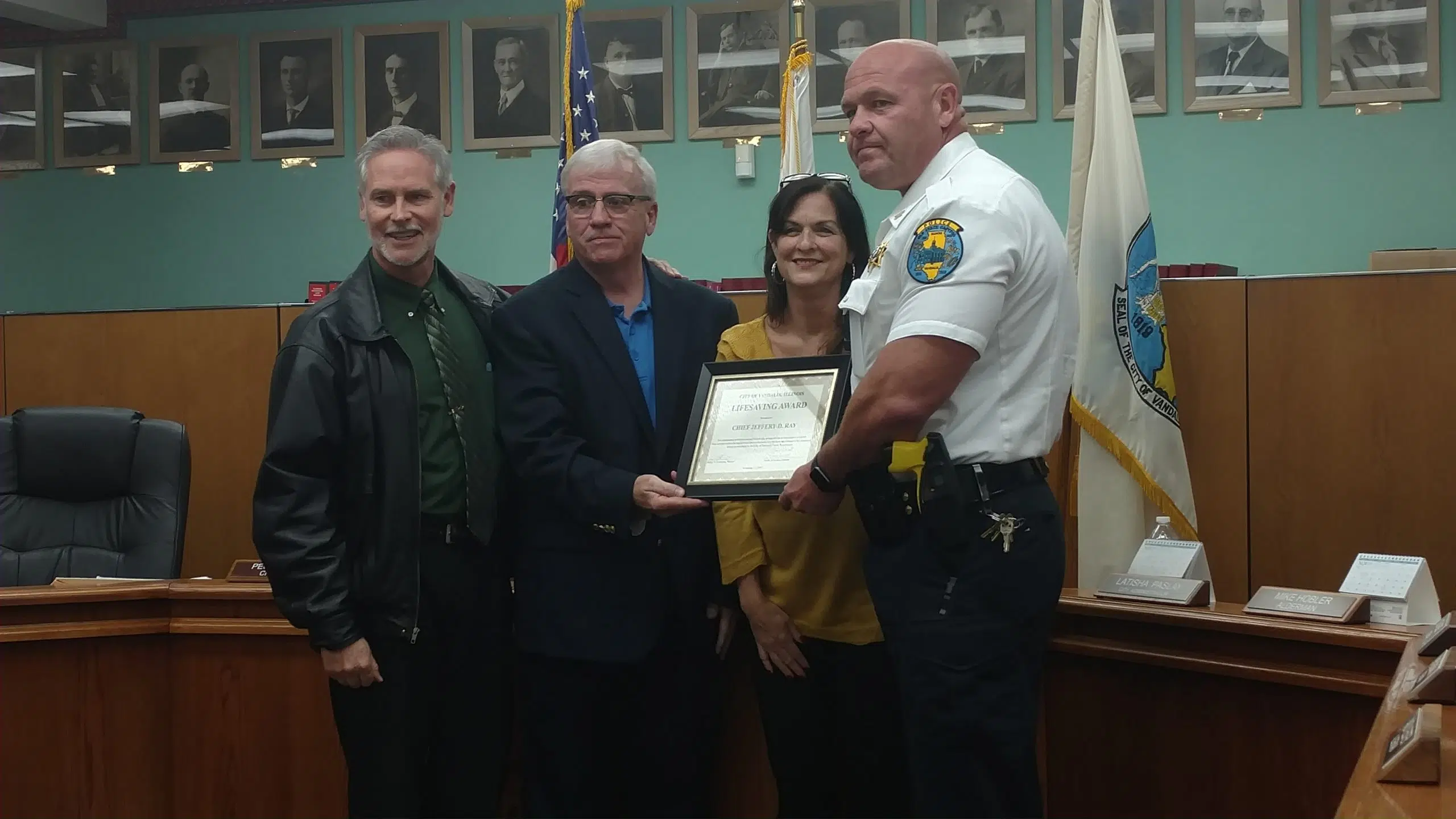 Vandalia PD and Chief Ray honored for helping to save Vandalia woman's life