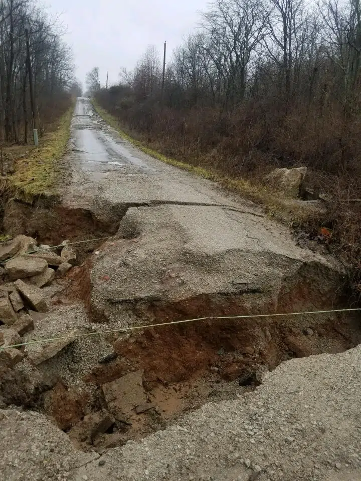 Washed out road in Bingham area