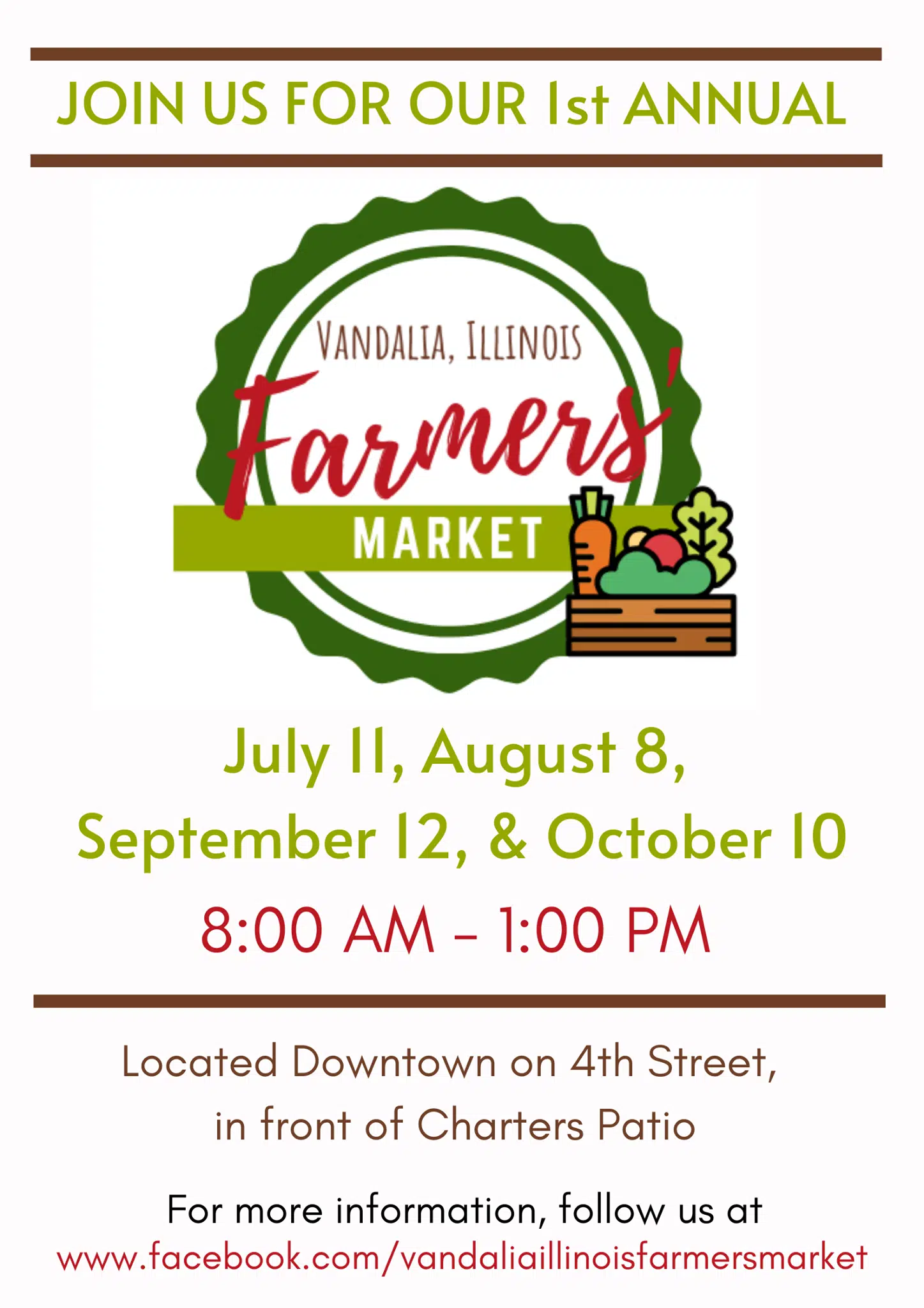 First Vandalia Farmers Market Set for This Saturday---List of Vendors & Map