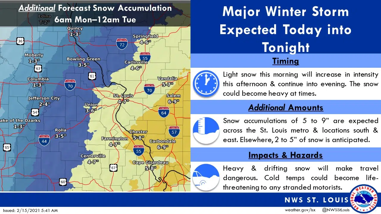 Winter Storm Continues Today-5 to 7 inches of additional snow, blowing and drifting snow will be an issue