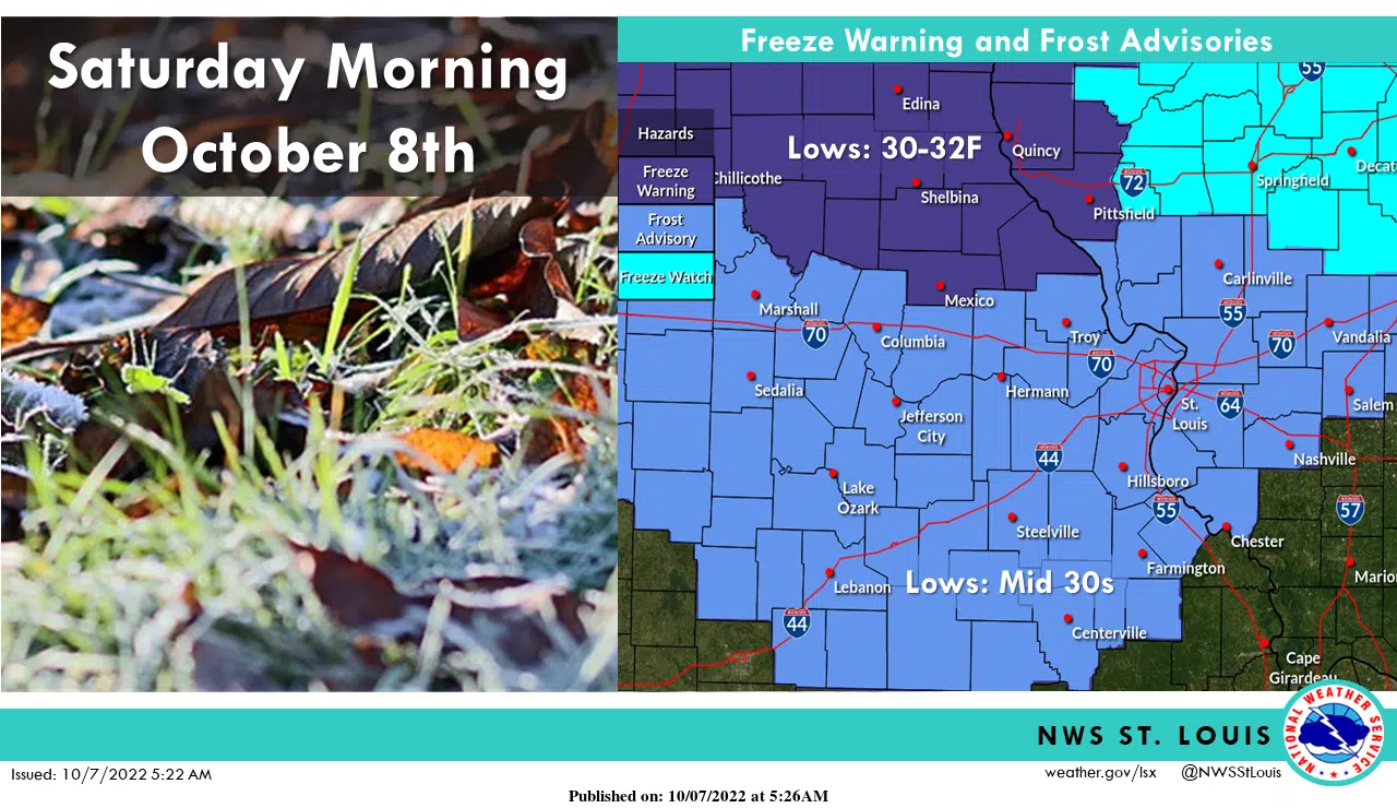 Frost Advisory in effect from 1 am to 9 am on Saturday