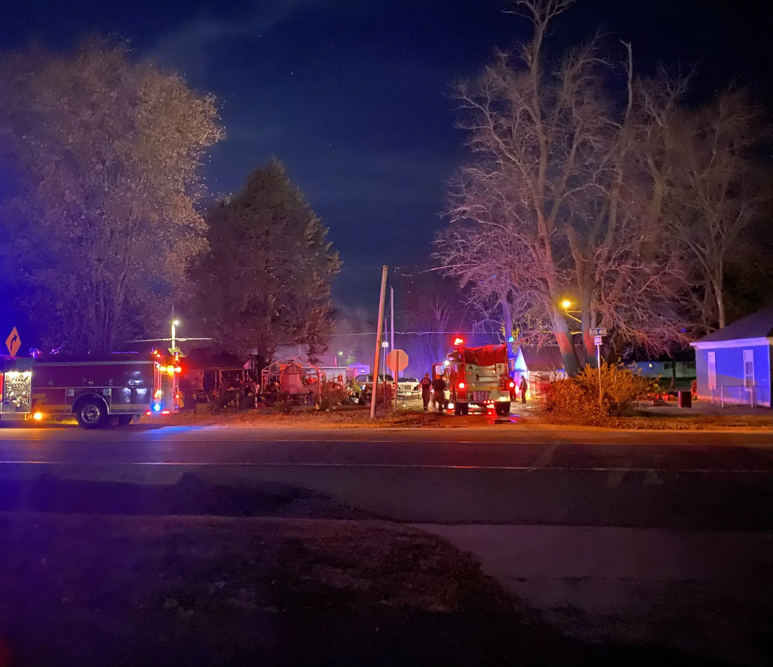 Vandalia Fire Department at early morning fire