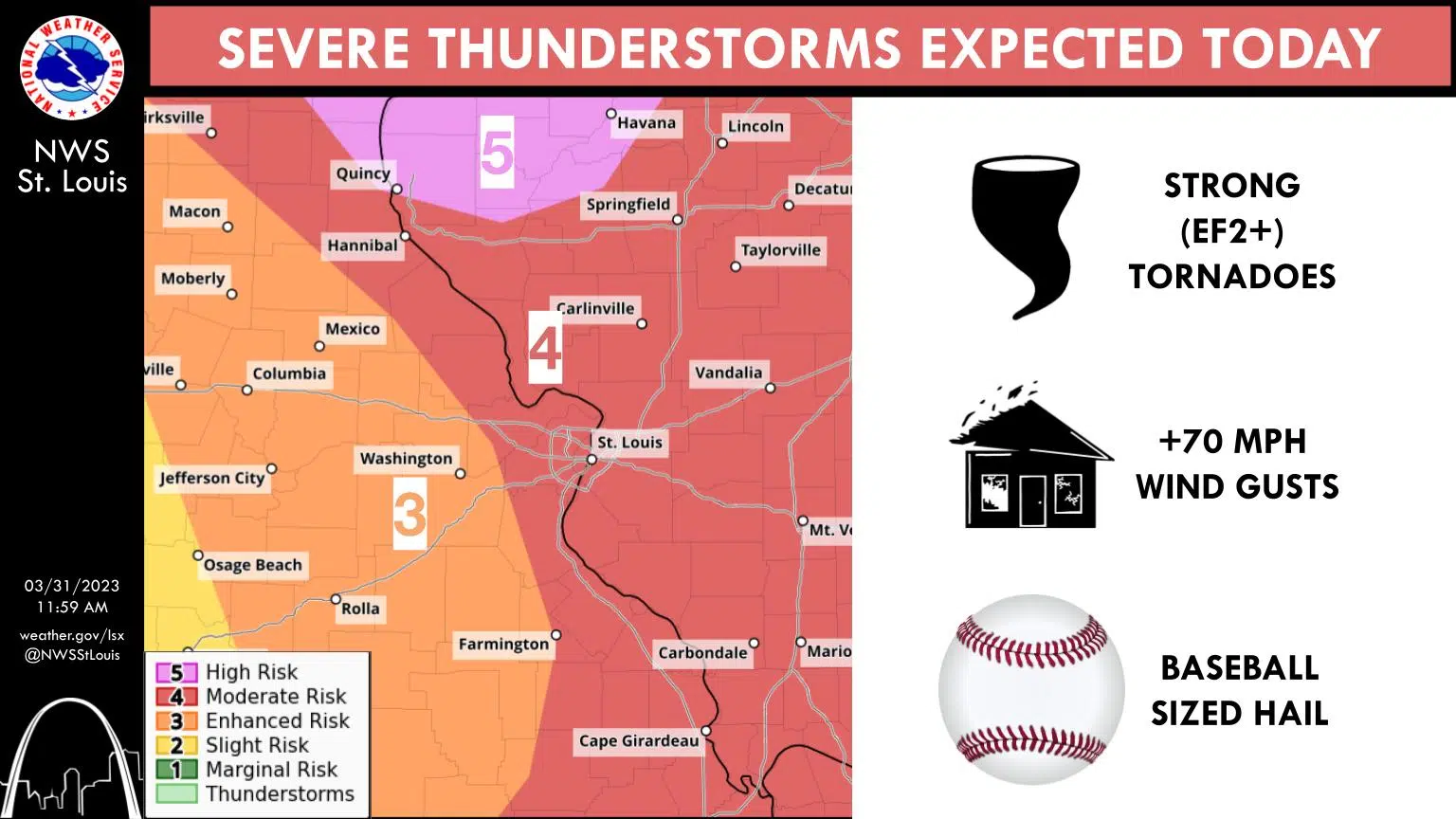 UpdateSevere Weather on Track for later today for the area Vandalia